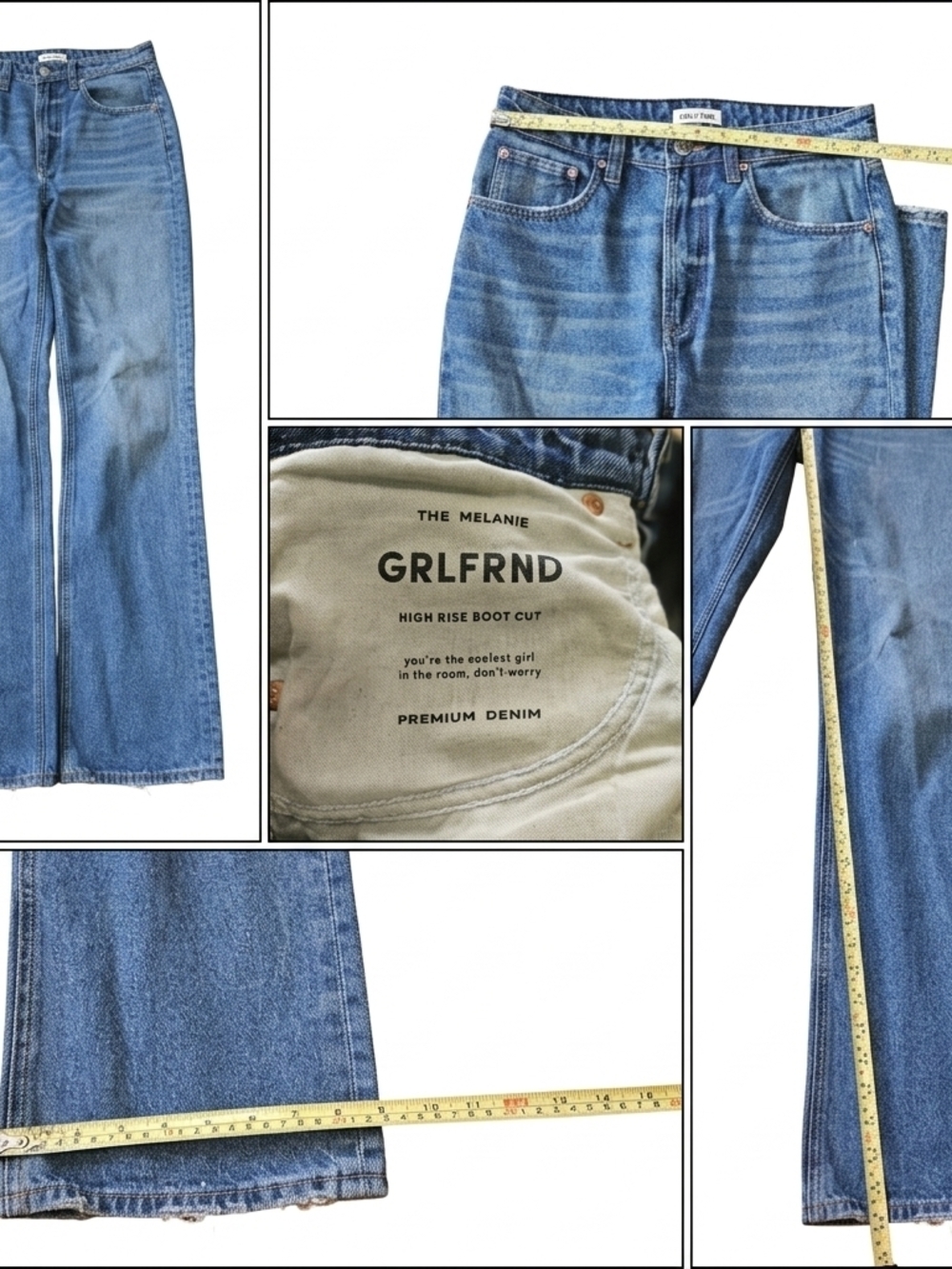 ​GRLFRND The Melanie High Rise Boot Cut Jeans Blue Denim Women's Size 28
